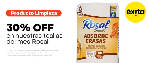 TOALLA DEL MES ROSAL 30% OFF