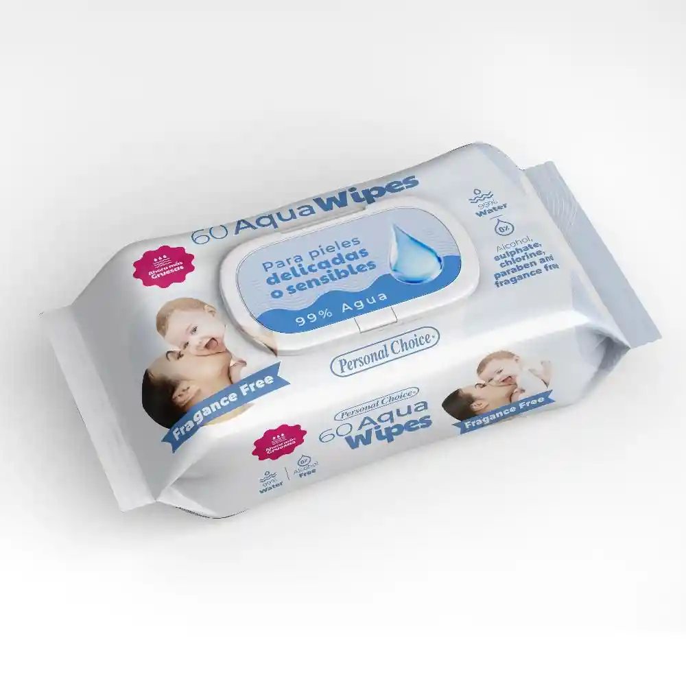 toallitas húmedas personal choice marca exclusiv para pieles delicadas (60 und)