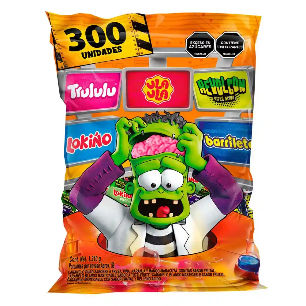 Caramelo  Trululu Sabor Fresa Piña Naranja (300  Und)