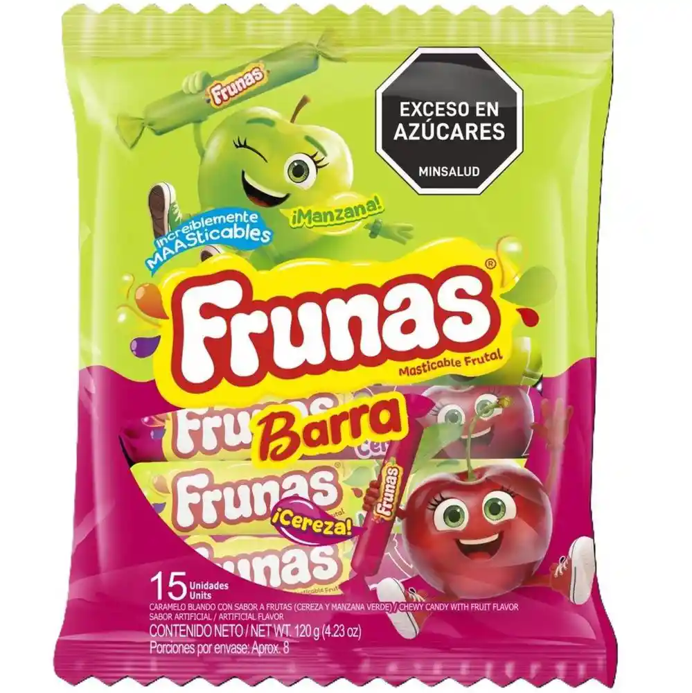 caramelo frunas blando barra cereza manzana (120 gr)