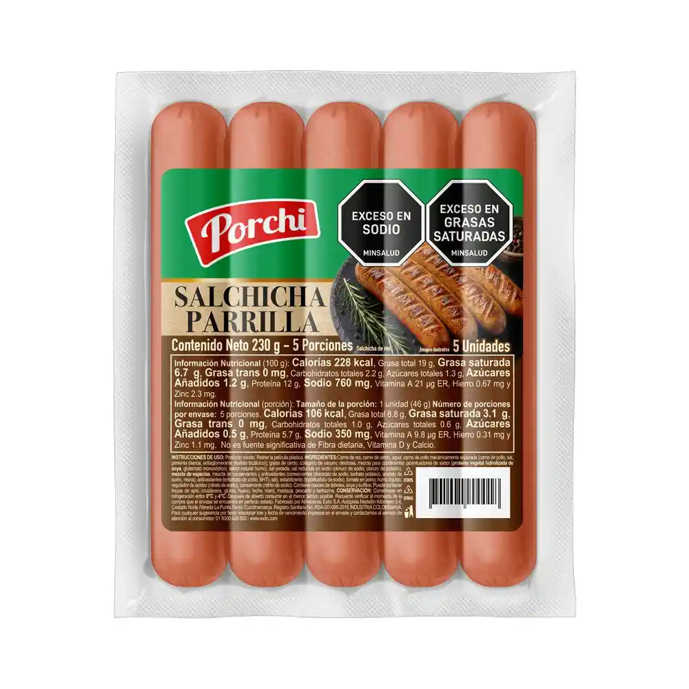 salchicha parrilla porchi salchicha granulada (230 gr)