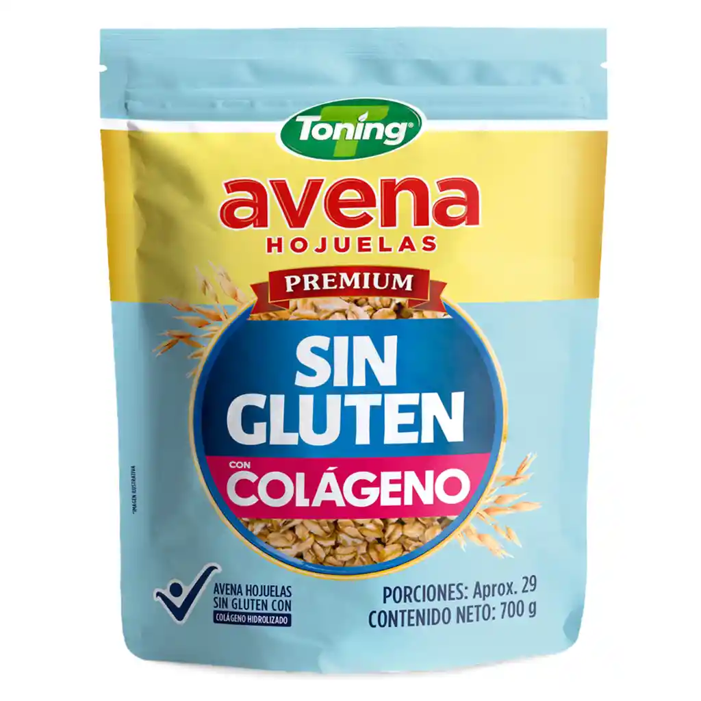 avena toning hojuelas premium sin gluten con colageno hidrolizado x700grm