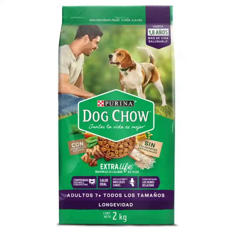 Dog Chow Alimento para Perros Adultos Mayores a 7 Años Longevidad 2 kg