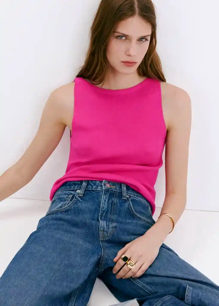 TOP SUENYO FUCSIA Talla M Mujer Mango