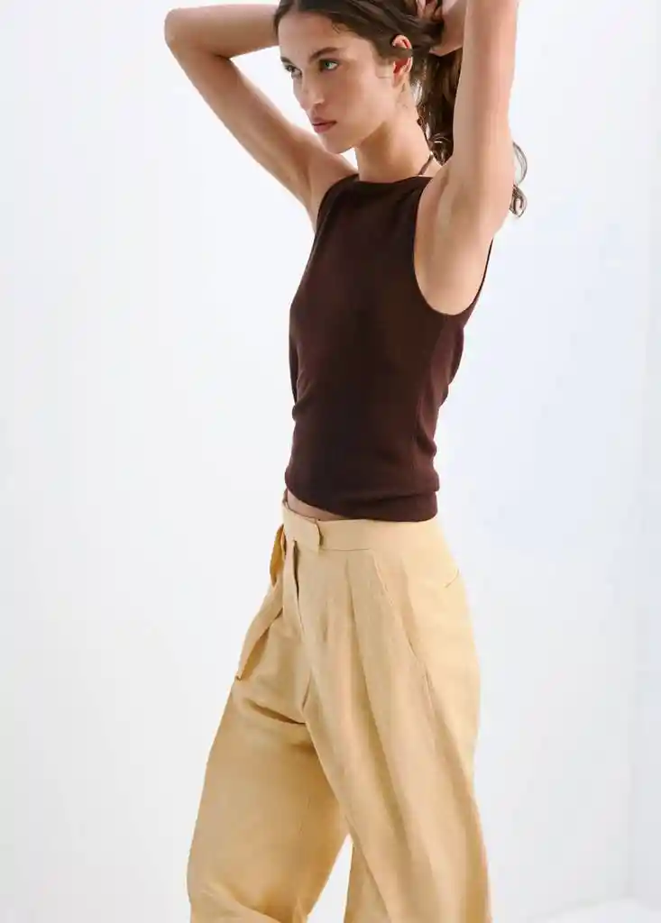 TOP SUENYO MARRON Talla M Mujer Mango