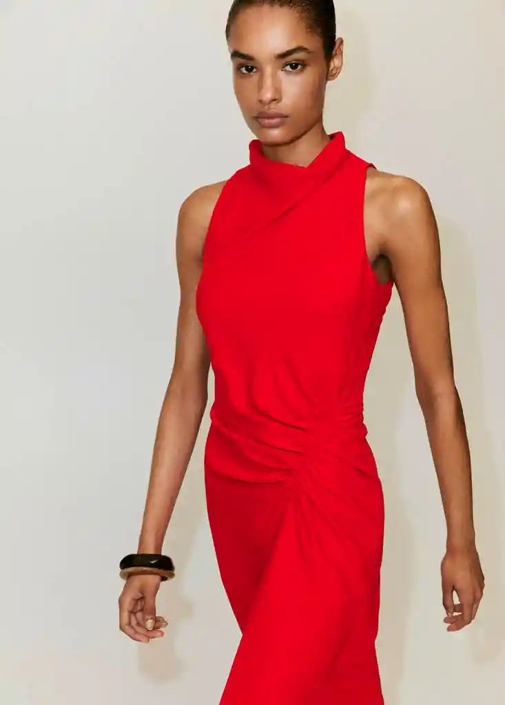 VESTIDO ALMA ROJO Talla M Mujer Mango