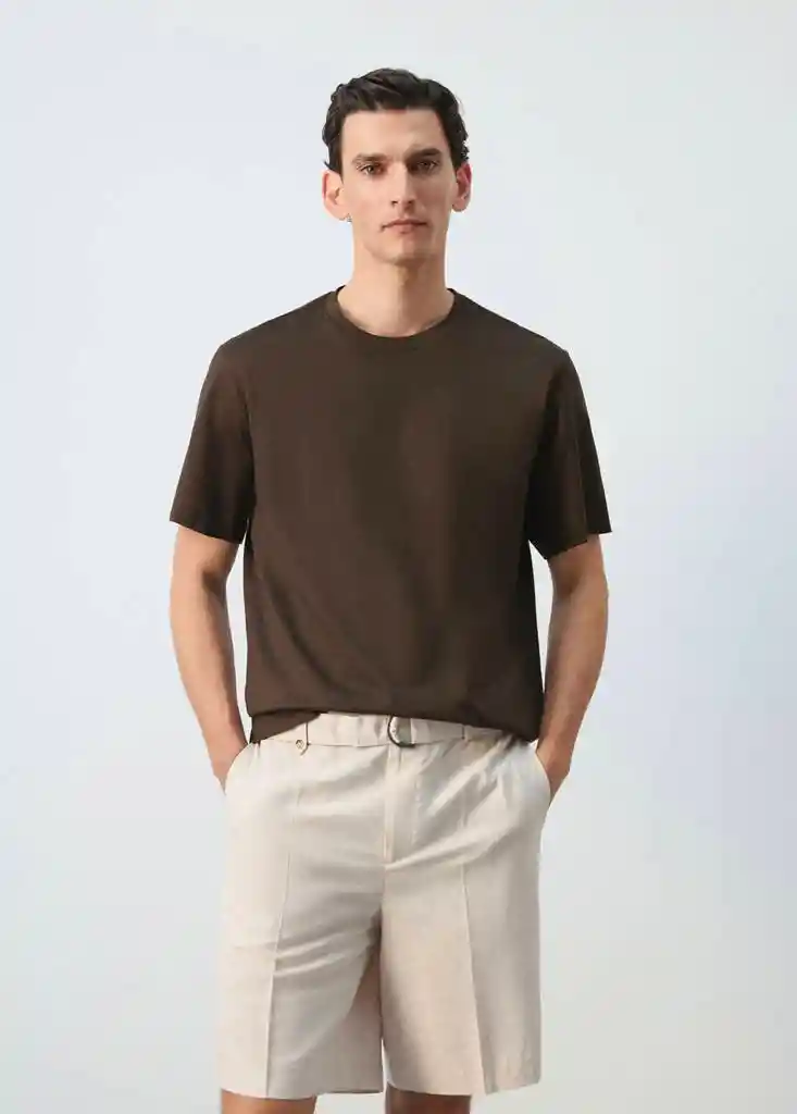 CAMISETA BELLOW MARRON Talla XS Hombre Mango