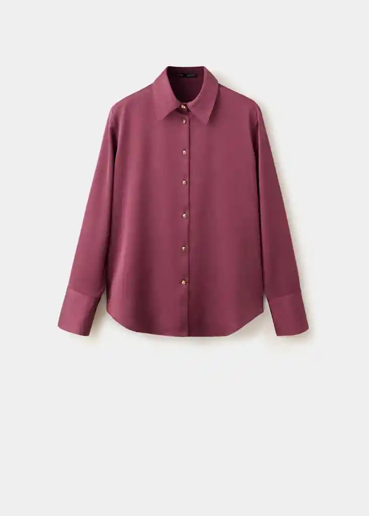 CAMISA IDEALE CIRUELA Talla L Mujer Mango
