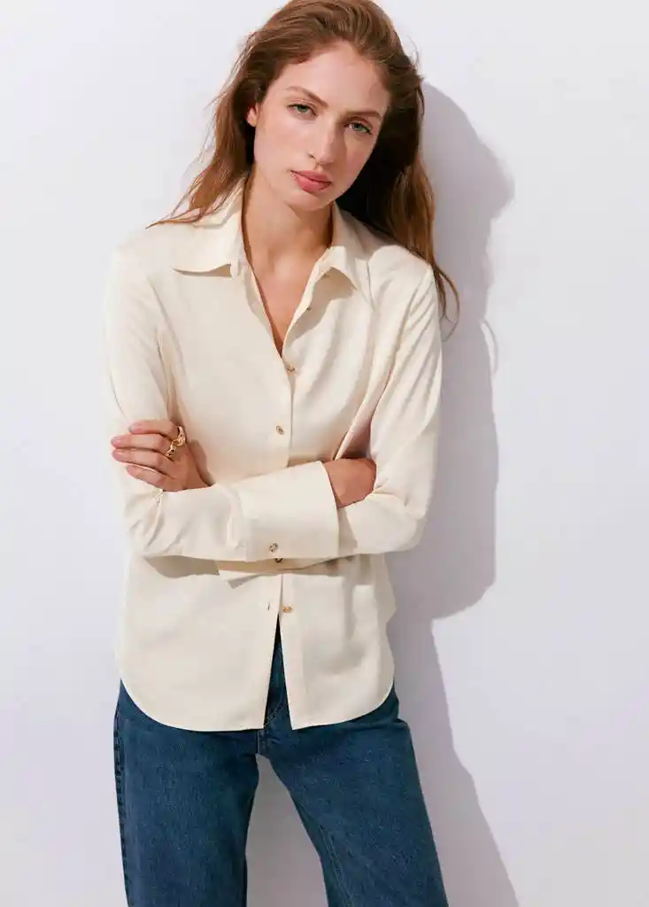 CAMISA IDEALE CRUDO Talla L Mujer Mango