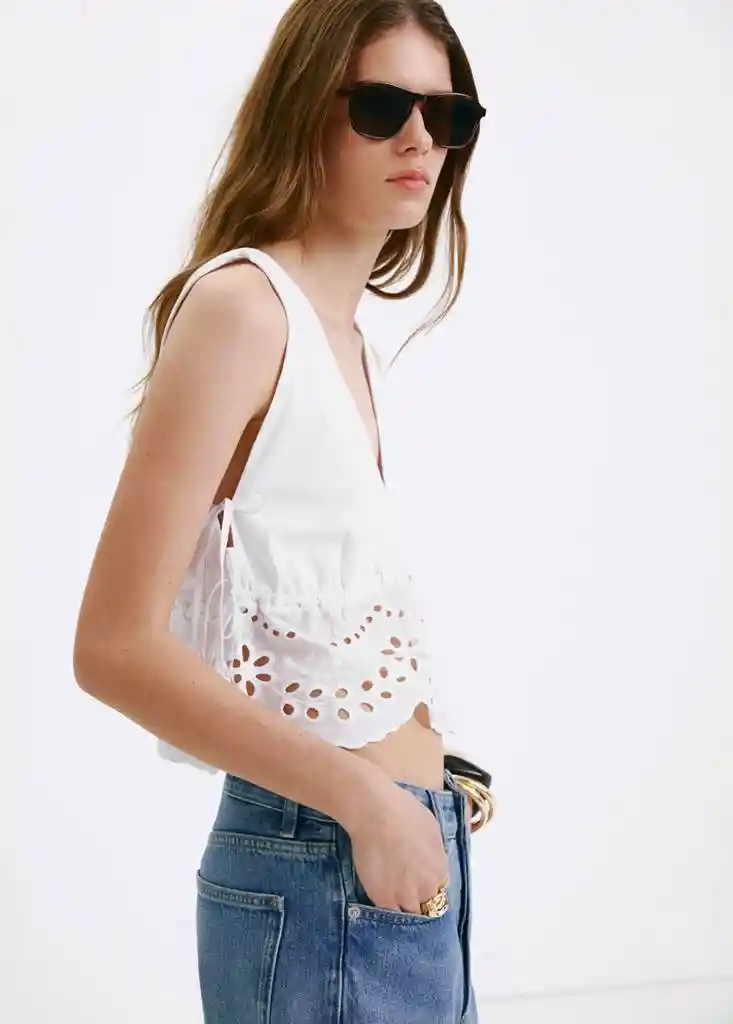 TOP SERE BLANCO Talla L Mujer Mango