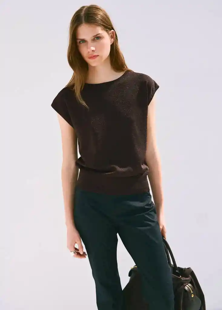 TOP CONFETI CHOCOLATE Talla S Mujer Mango