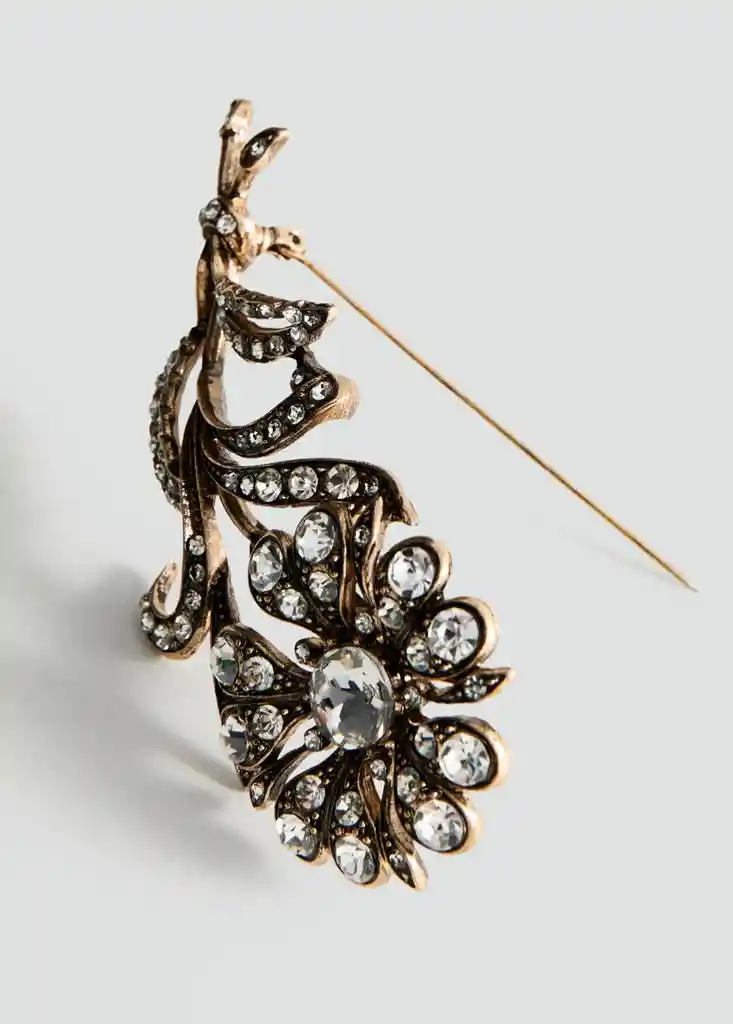 BROCHE LINDSAY PLATA Talla 99 Mujer Mango