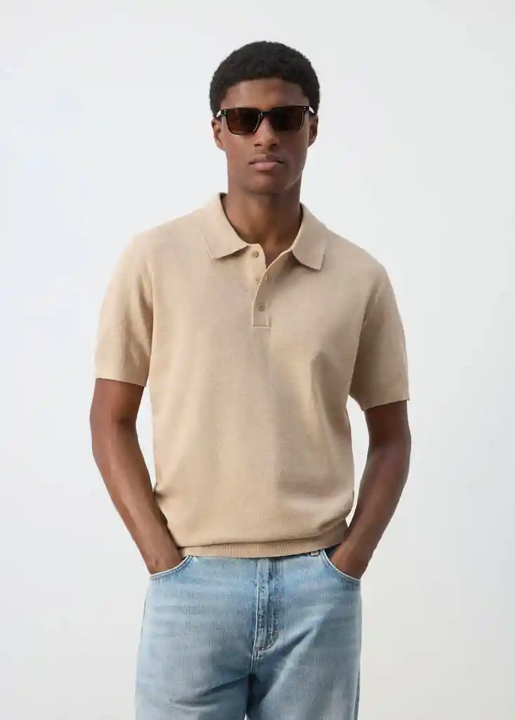 POLO ANDREW BEIGE Talla M Hombre Mango
