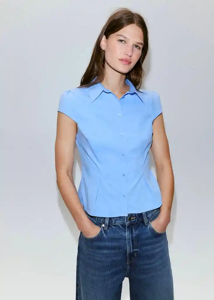 BLUSA CHAI CELESTE Talla XS Mujer Mango