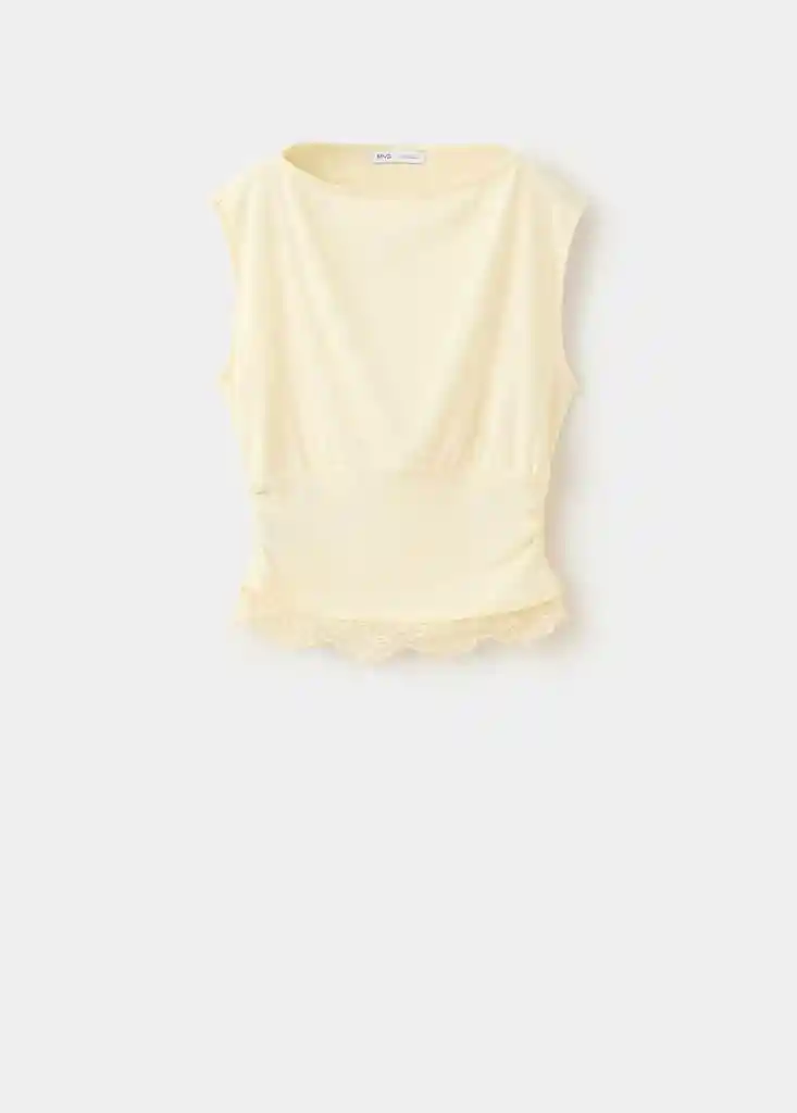 CAMISETA LACY CRUDO Talla S Mujer Mango