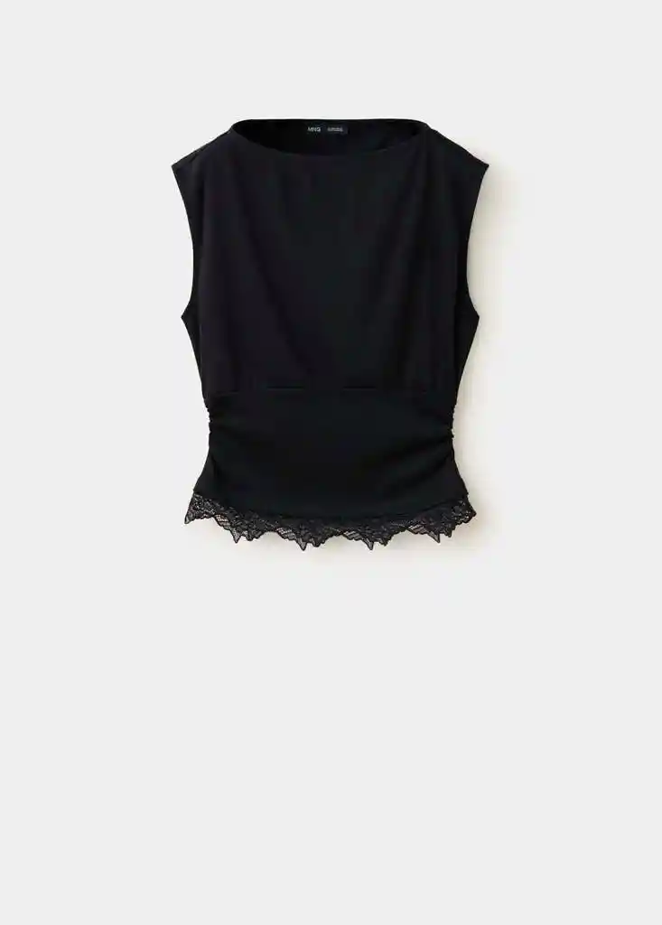 CAMISETA LACY NEGRO Talla M Mujer Mango