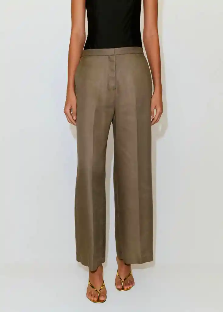 PANTALON FLUID KHAKI Talla 36 Mujer Mango