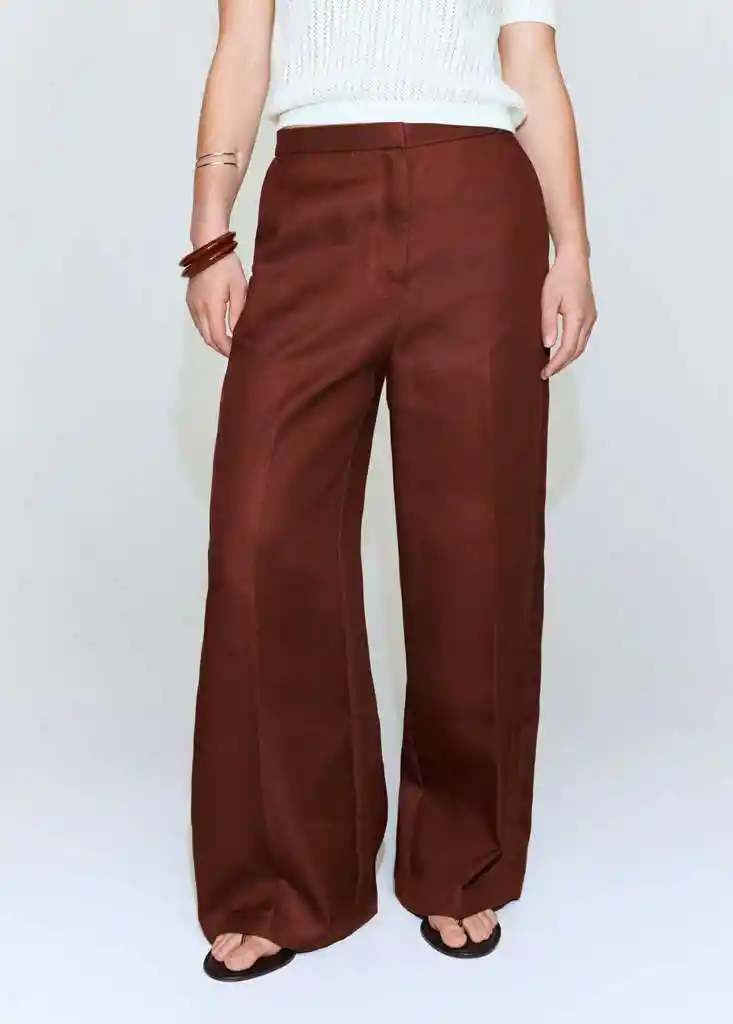PANTALON FLUID TERRACOTA Talla 34 Mujer Mango