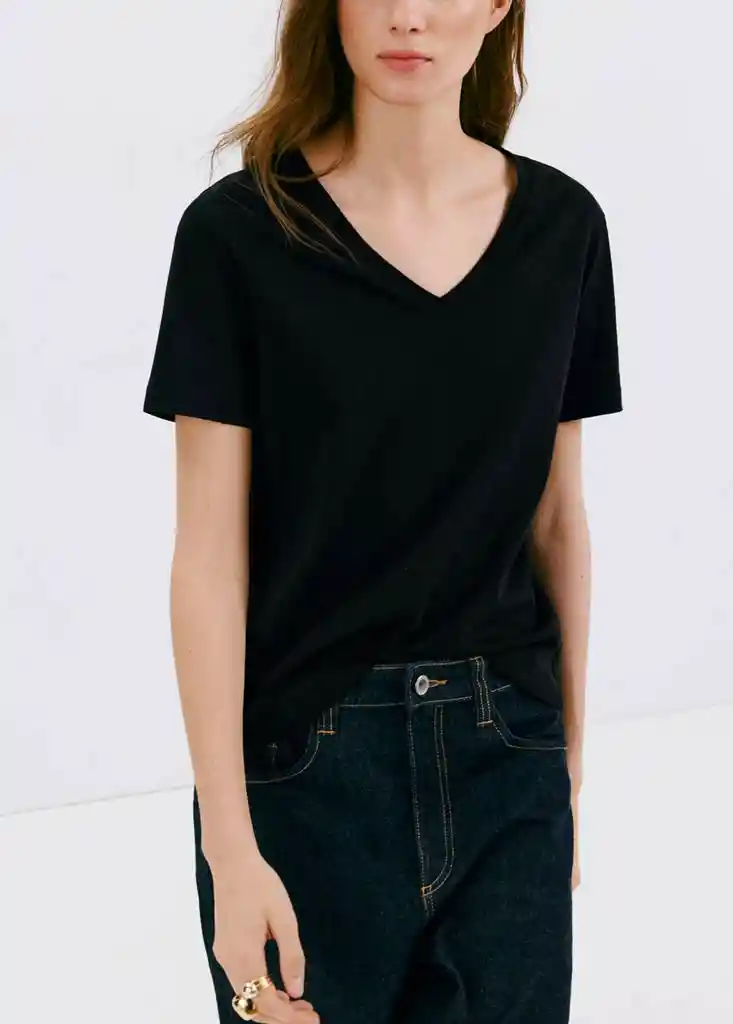 CAMISETA CHALSPI NEGRO Talla L Mujer Mango
