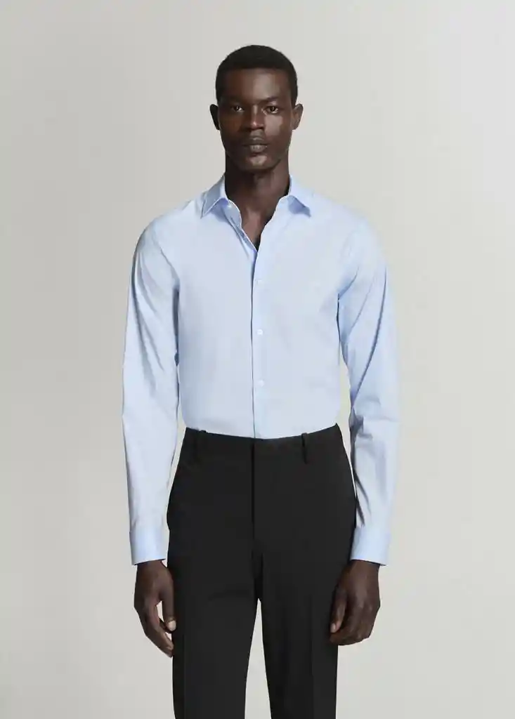 CAMISA EMOTION CELESTE Talla L Hombre Mango