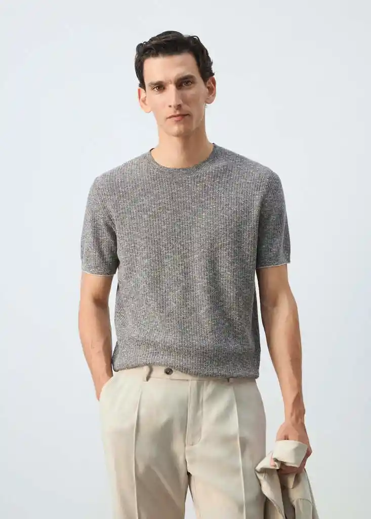 CAMISETA TRICOT FLEW NAVY Talla L Hombre Mango