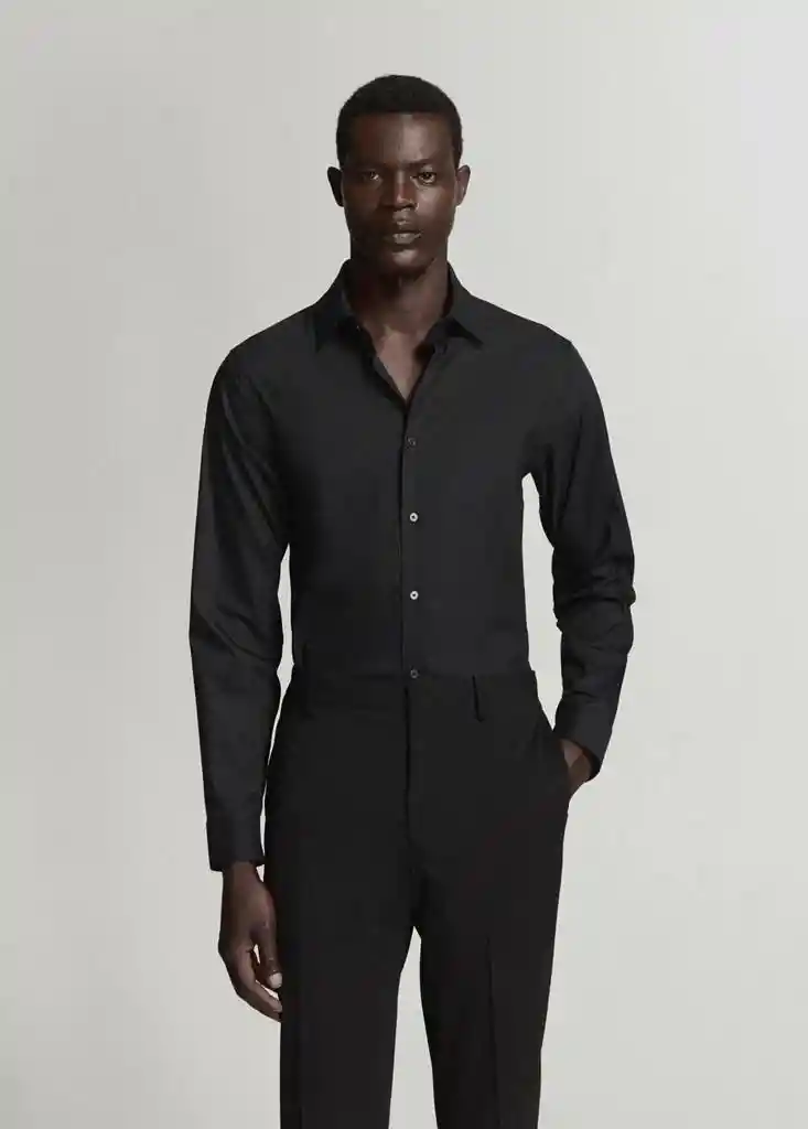 CAMISA EMOTION NEGRO Talla L Hombre Mango