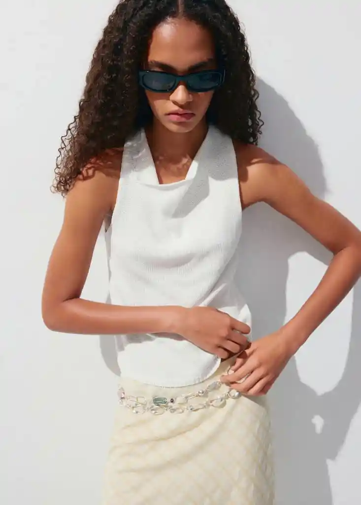 TOP TIGRE OFFWHITE Talla S Mujer Mango