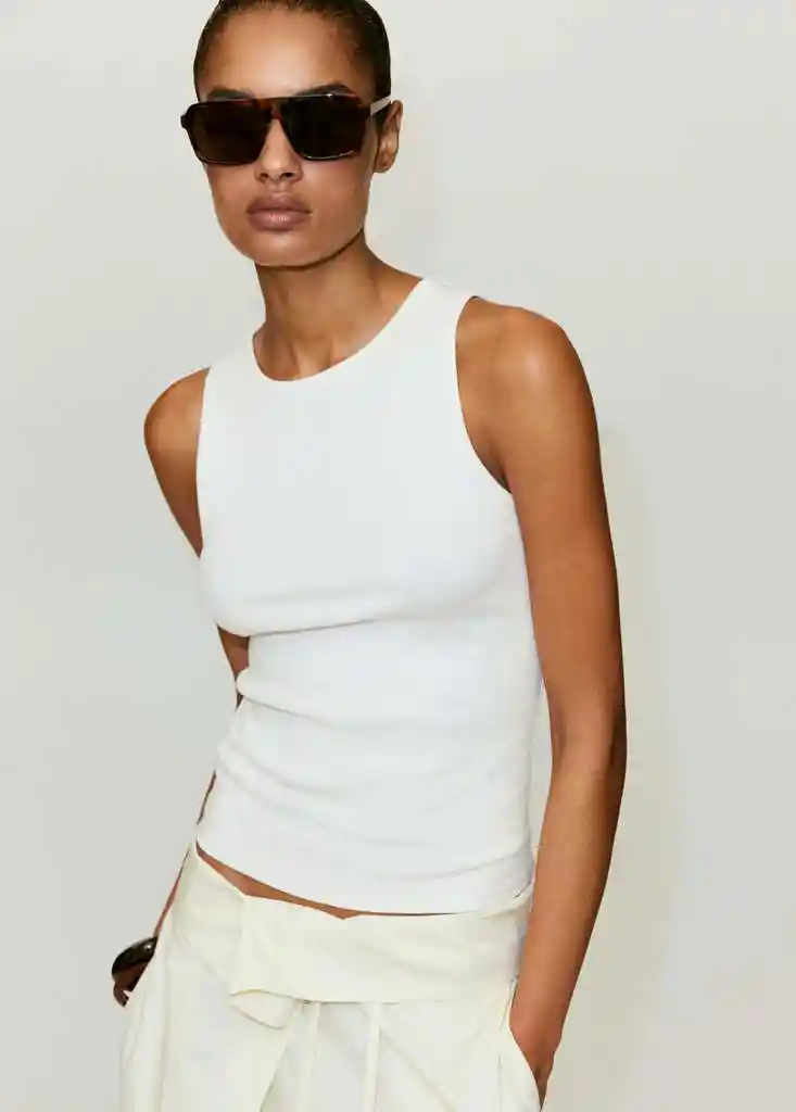 TOP BONI BLANCO Talla M Mujer Mango