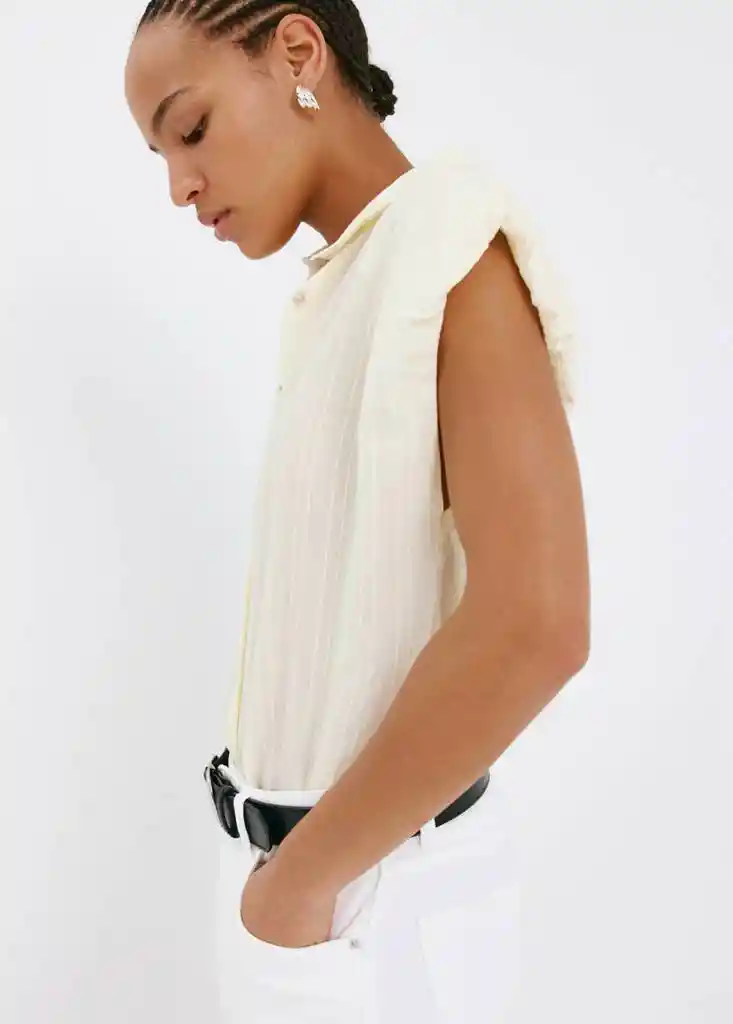 CAMISA FLOW OFFWHITE Talla L Mujer Mango
