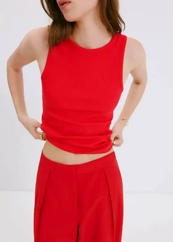 TOP BONI ROJO Talla L Mujer Mango