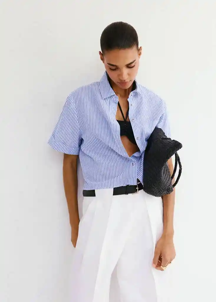 CAMISA MANELI CELESTE Talla M Mujer Mango