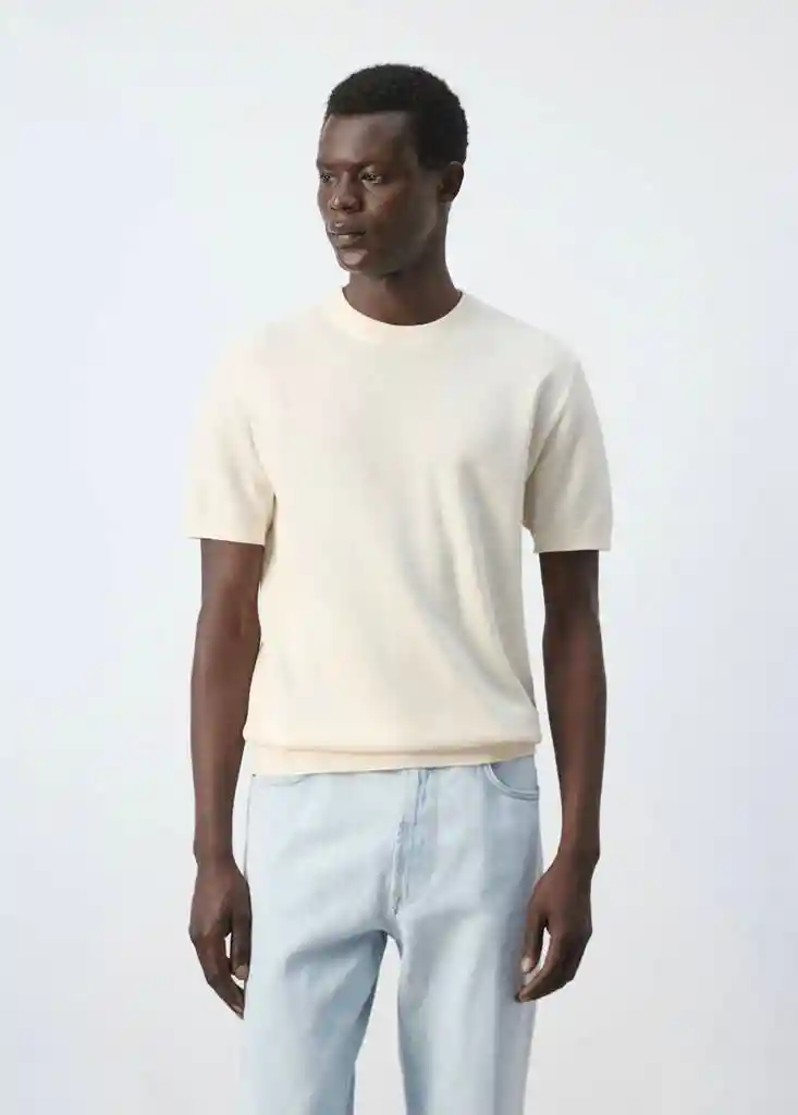 CAMISETA TRICOT ANDREW MARFIL Talla L Hombre Mango