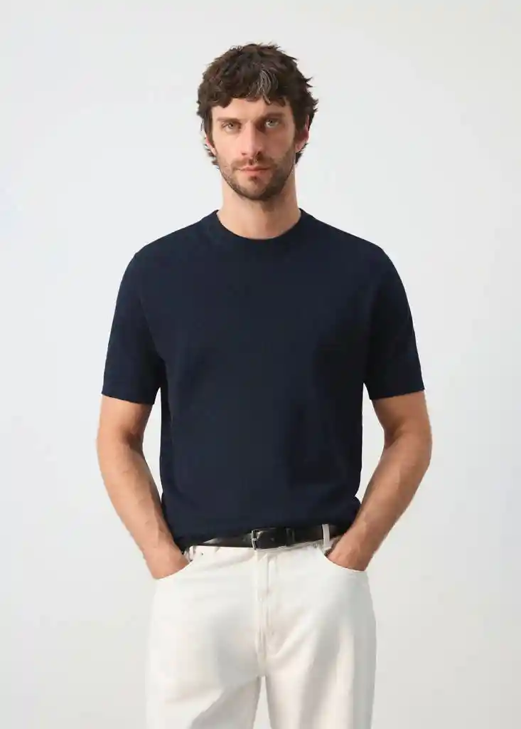 CAMISETA TRICOT ANDREW NAVY Talla L Hombre Mango