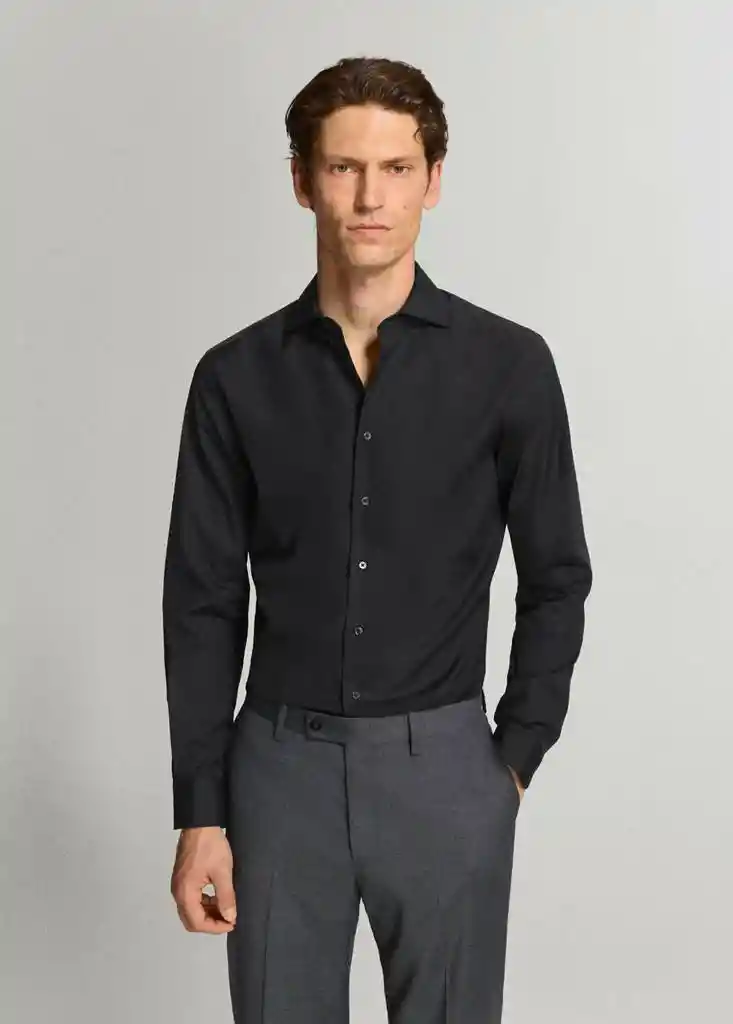 CAMISA EMERITOL NEGRO Talla L Hombre Mango