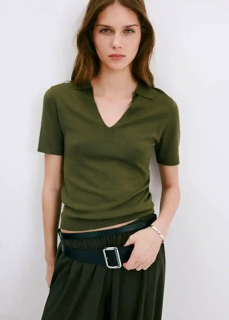 JERSEY BASIBER KHAKI Talla S Mujer Mango