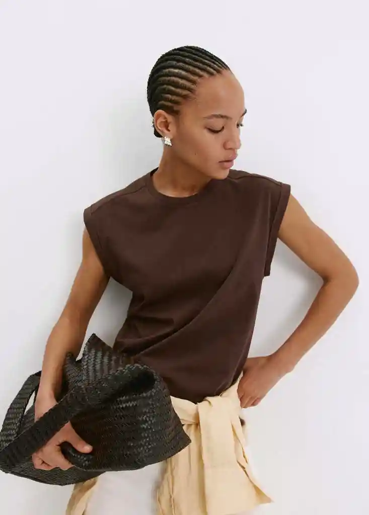 CAMISETA VIRI MARRON Talla L Mujer Mango