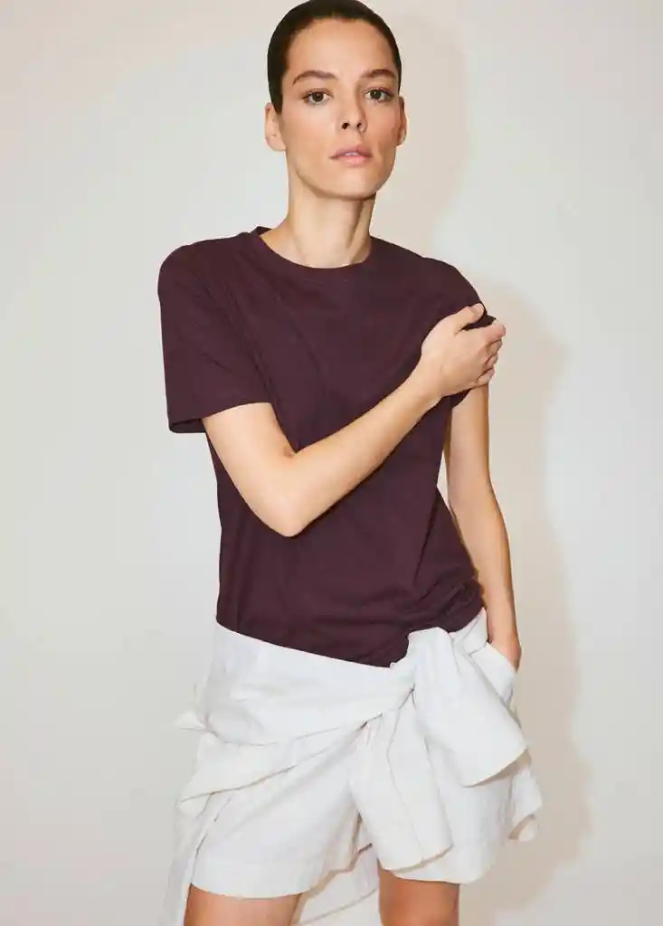 CAMISETA CHALS BURDEOS Talla M Mujer Mango