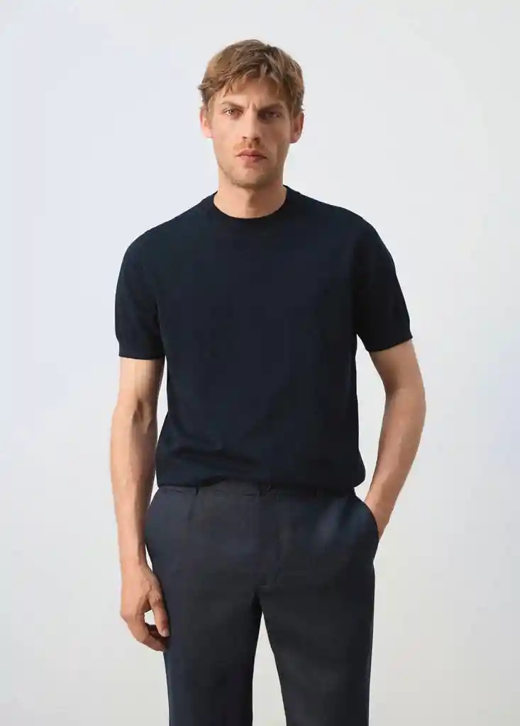CAMISETA TRICOT ARRAONA AZUL NOCHE Talla L Hombre Mango