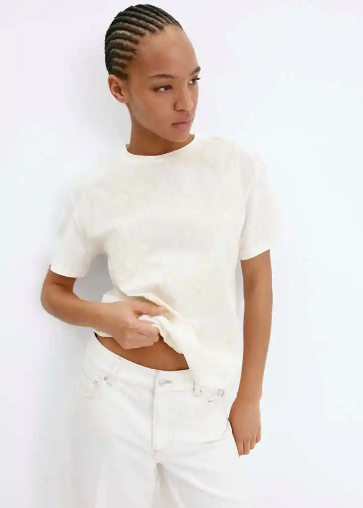 CAMISETA FLAWA CRUDO Talla M Mujer Mango