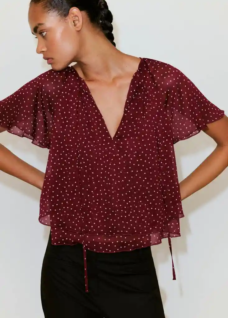 BLUSA LURDI GRANATE Talla M Mujer Mango