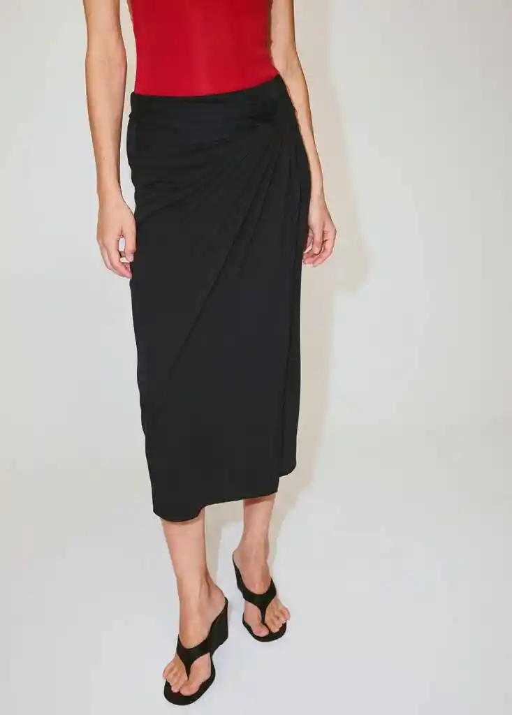 FALDA KNOT ANTRACITA Talla S Mujer Mango