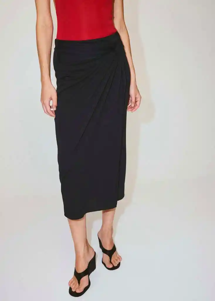 FALDA KNOT ANTRACITA Talla M Mujer Mango