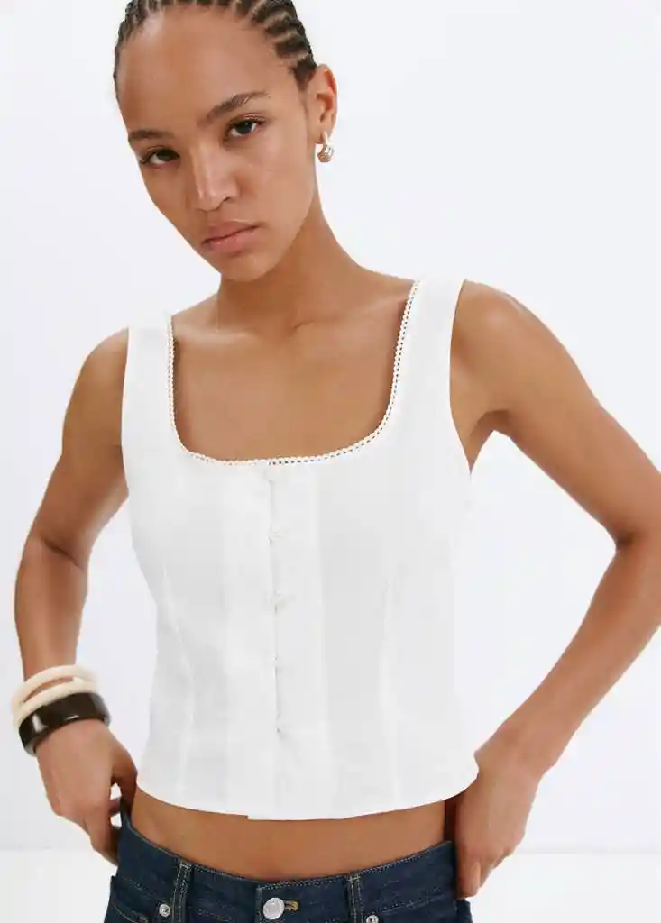 BLUSA LOLA OFFWHITE Talla S Mujer Mango