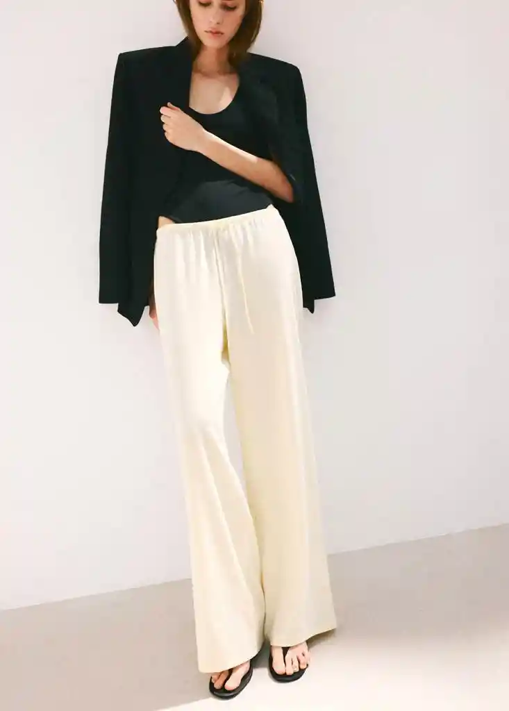 PANTALON RIGA CRUDO Talla L Mujer Mango