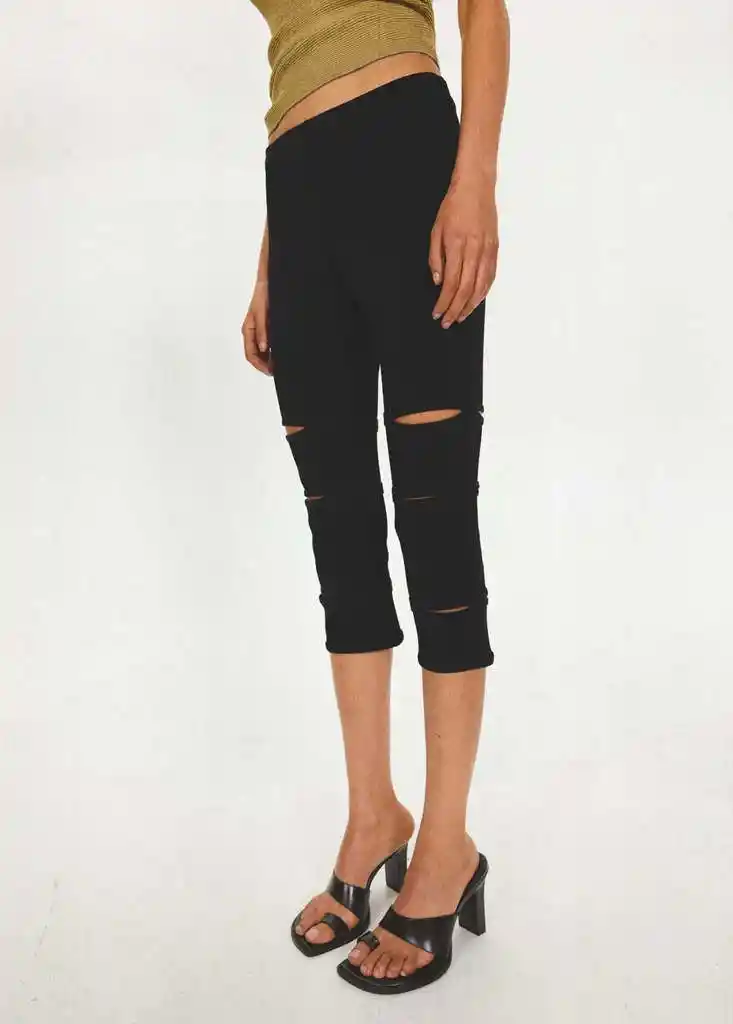 PANTALON SLASH NEGRO Talla S Mujer Mango