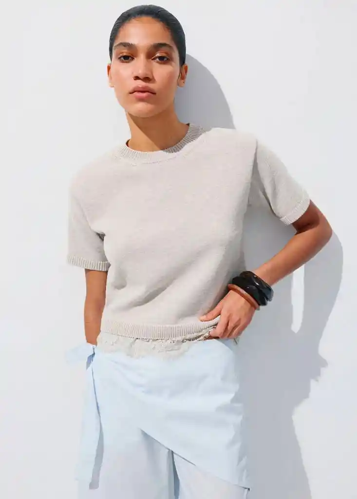 JERSEY RUSTICA PIEDRA Talla M Mujer Mango