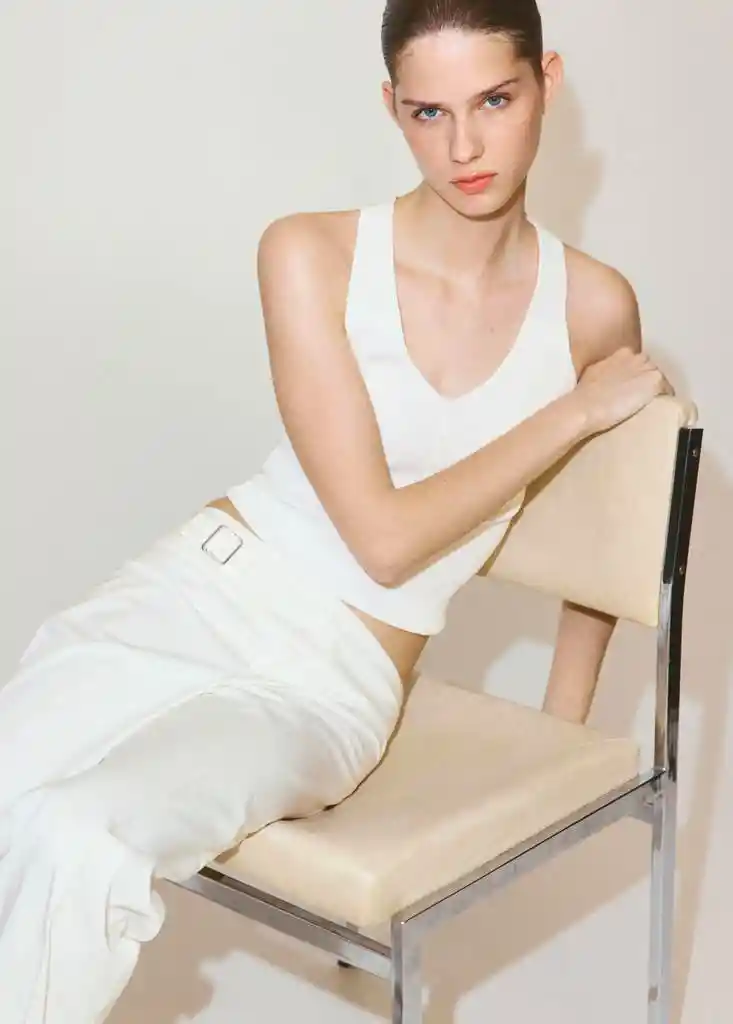 TOP LANITA CRUDO Talla XS Mujer Mango