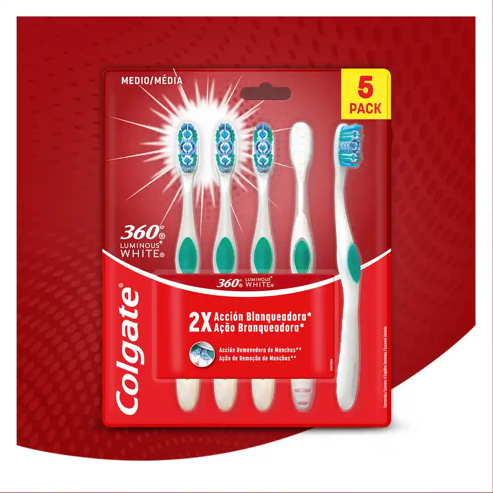 Colgate Luminous White Cepillo de Dientes 5 Unidades