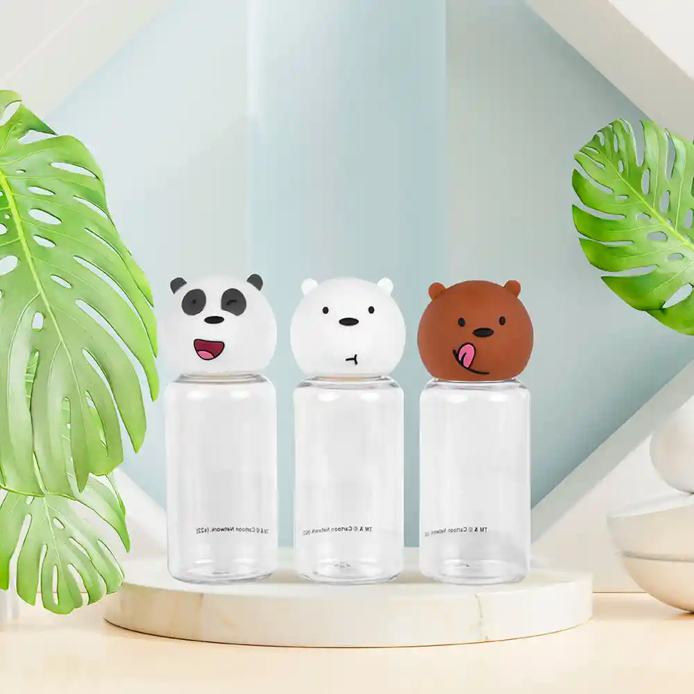 Set Botellas Viaje Silicona we Bare Bears Collection 5.0 Miniso
