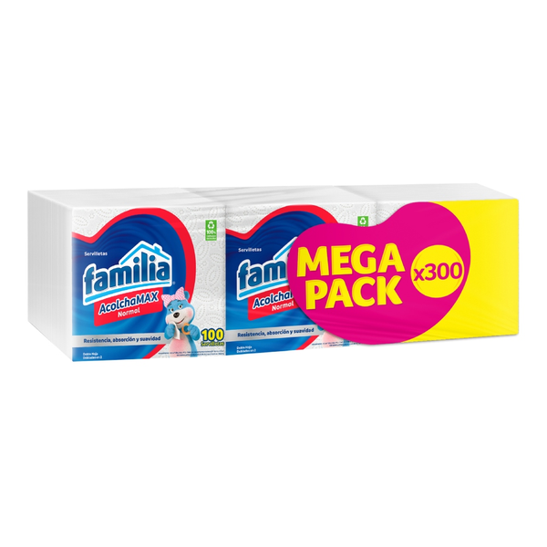 Familia Servilletas Acolchamax Doble Hoja x3 Paquetes 100 und